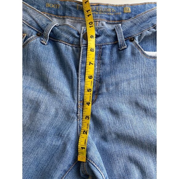 Faded Glory Womens Stretch Boot Cut Denim Jeans Size 12 Blue Washed 5 Pocket - Picture 11 of 13